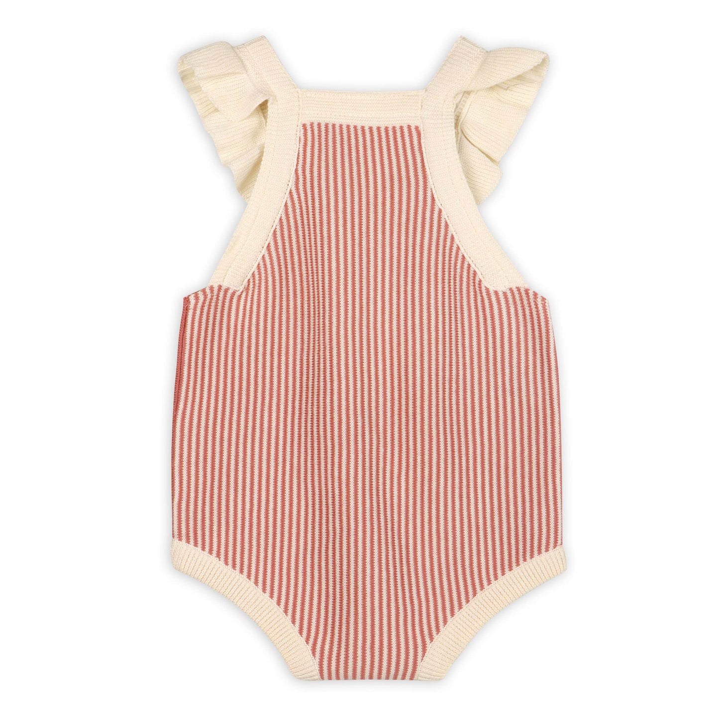 Cherry Stripe Embroidered Baby Ruffle Romper Set (Organic)