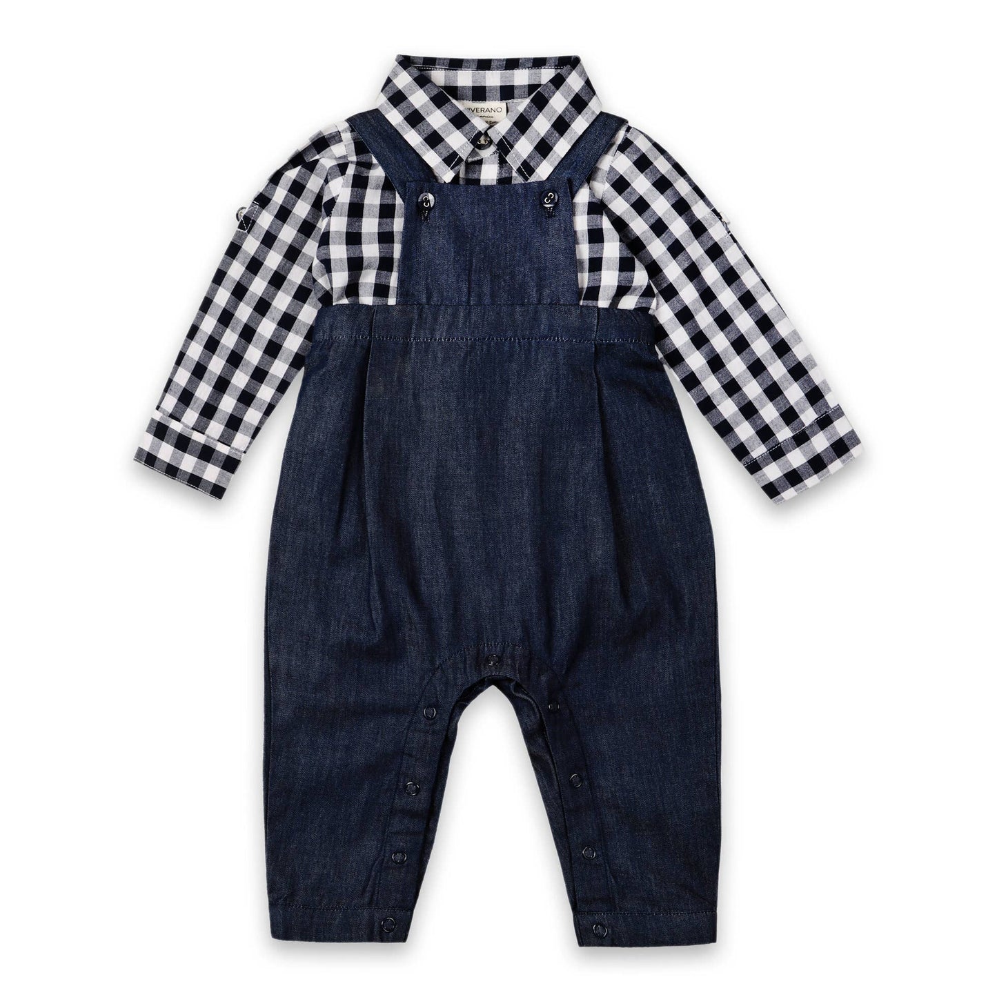 Oxford Gingham Baby Shirt & Overall Jumpsuit -Organic