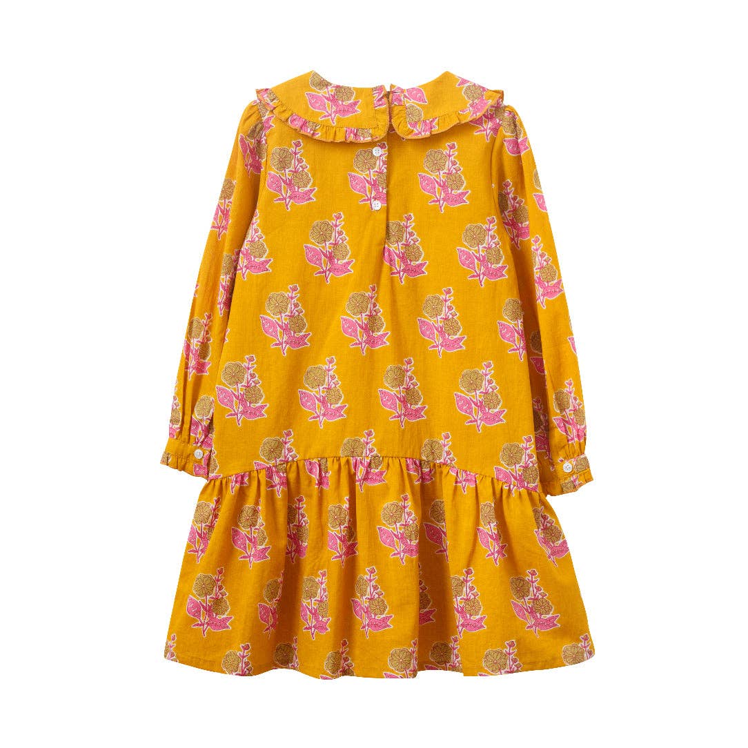 Wide Collar Dress | Mustard Floral