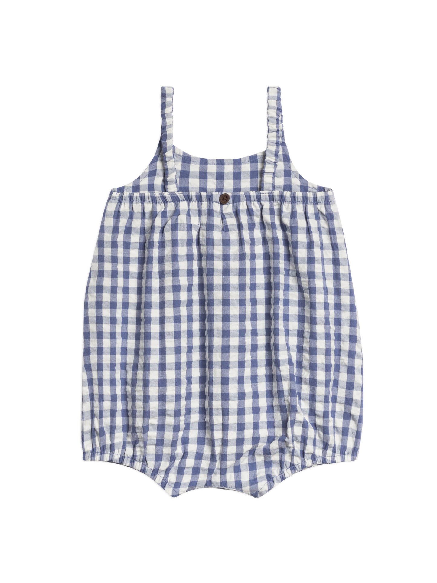 Organic Caspia Seersucker Bubble Romper - Marino Gingham