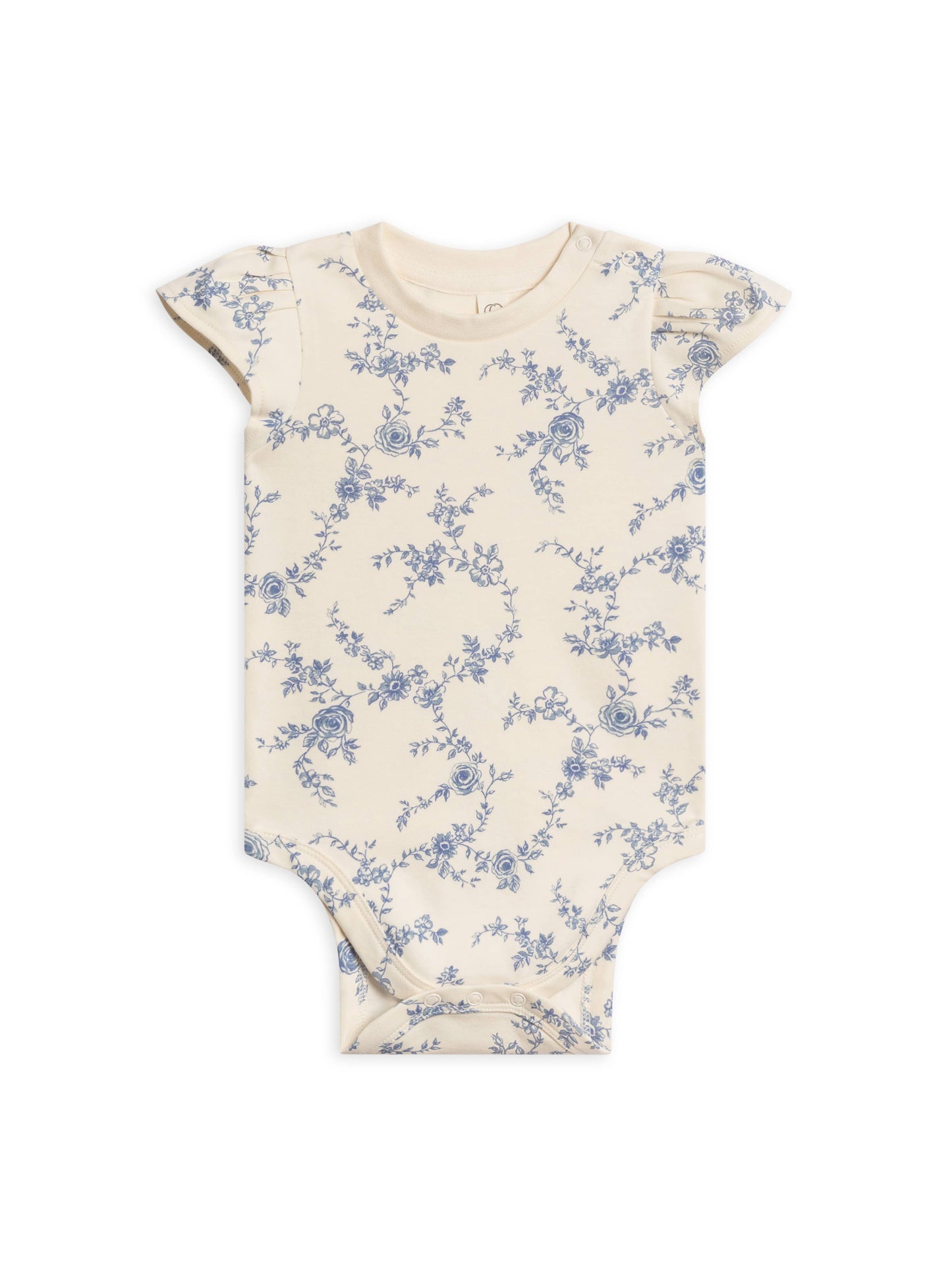Organic Pearl Petal Sleeve Bodysuit -Serena Floral / Rain