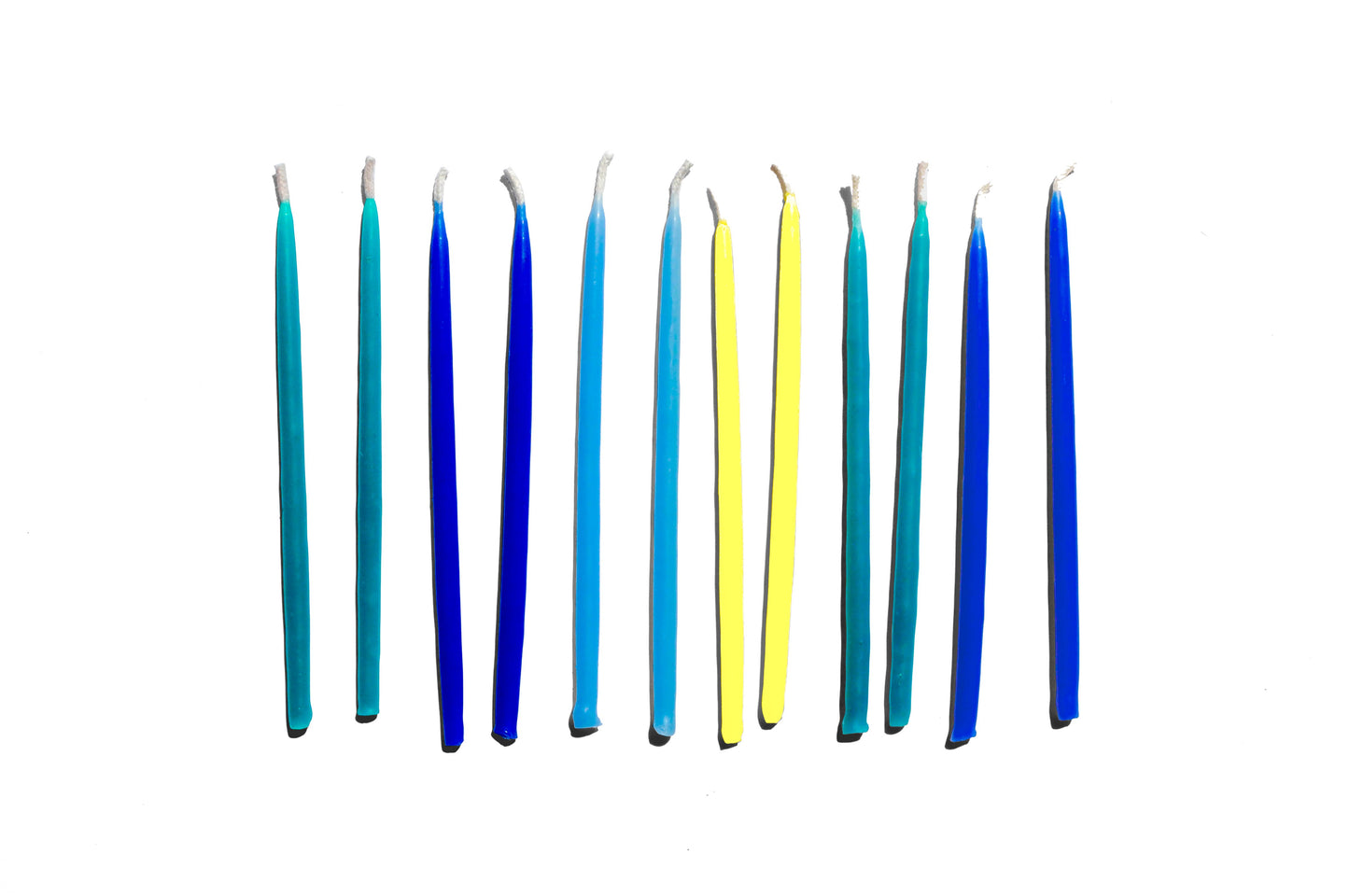 100% Beeswax Hand-Dipped Birthday Candles - Blues