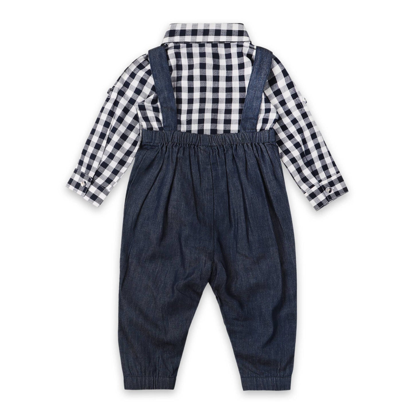 Oxford Gingham Baby Shirt & Overall Jumpsuit -Organic