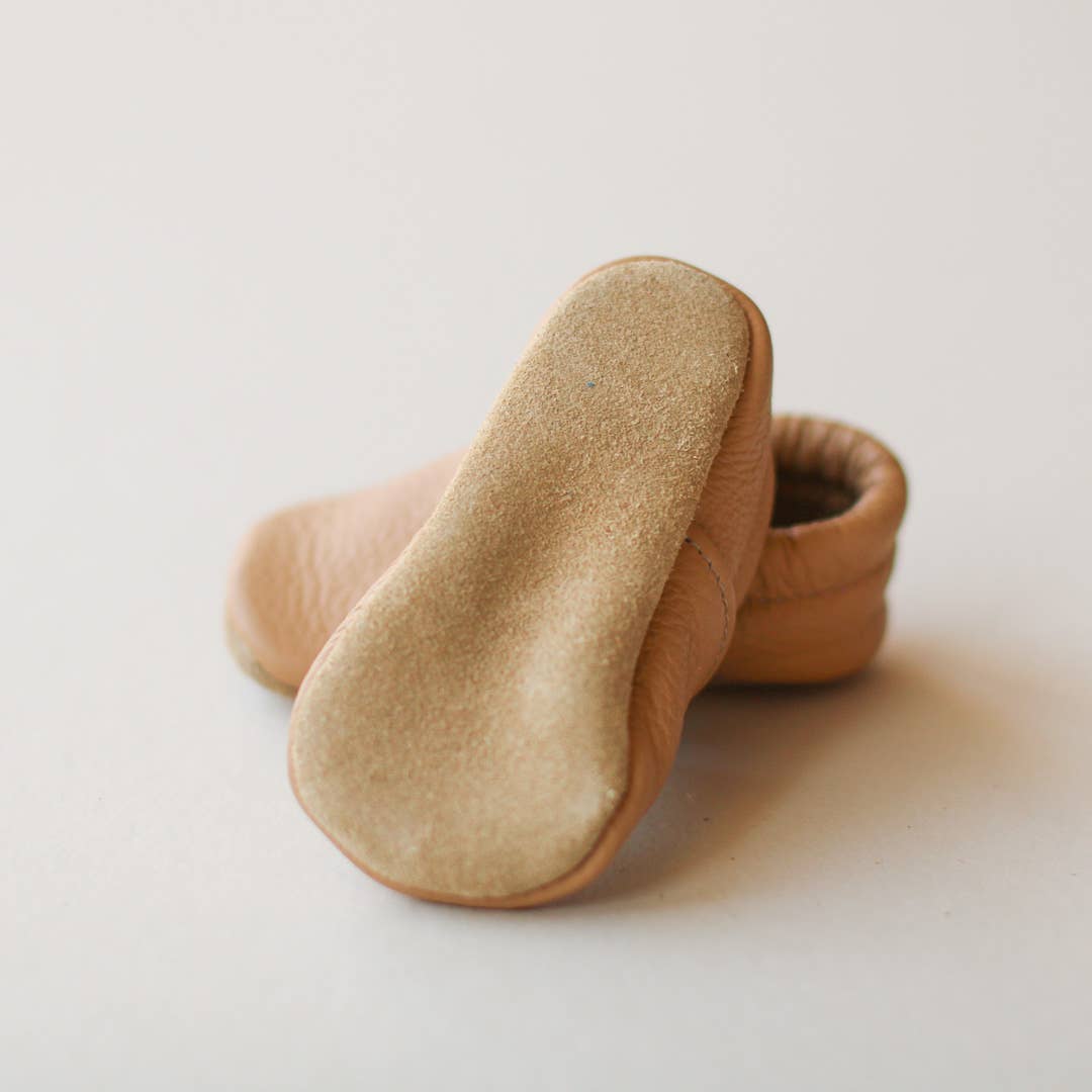 Gender Neutral Baby Moccs in Latte