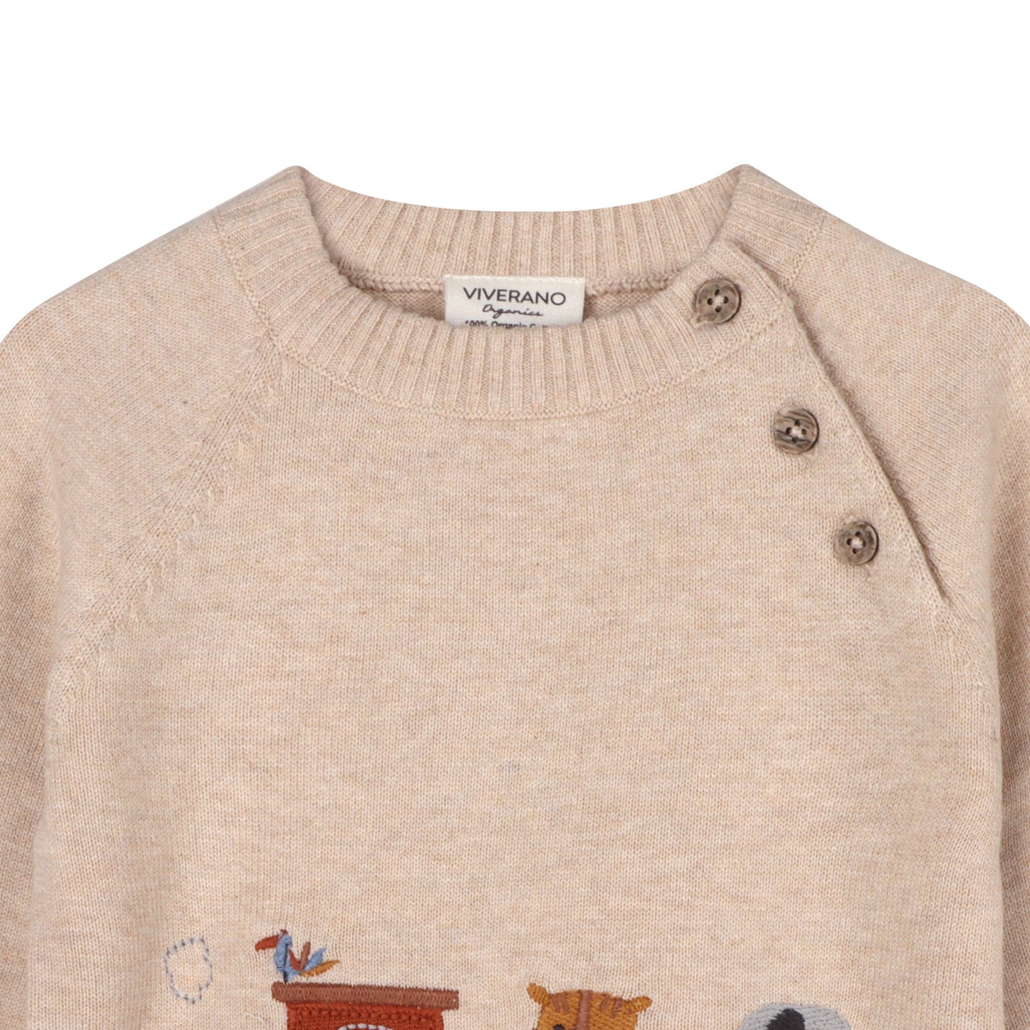 Animal Train Stripe Sweater Knit Baby Pullover -Organic