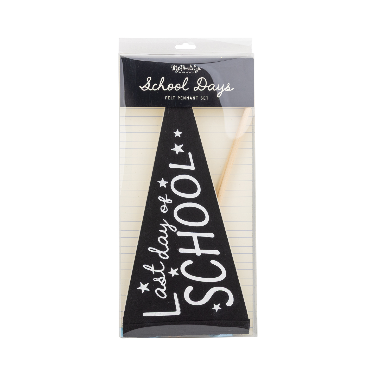 Plastic package containing two "School Days" pennants