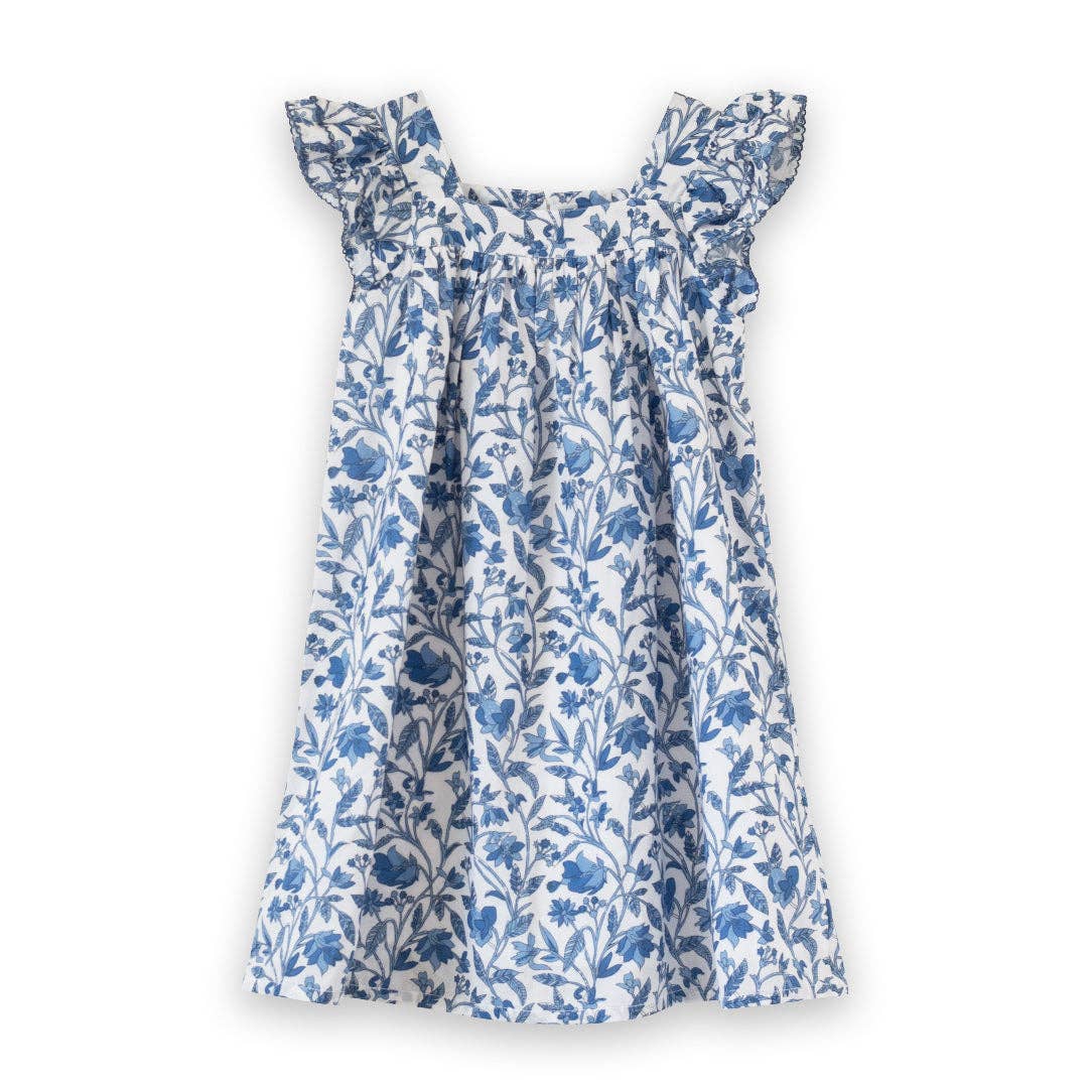 Girls Everly Square Neck Dress | Vintage Blue