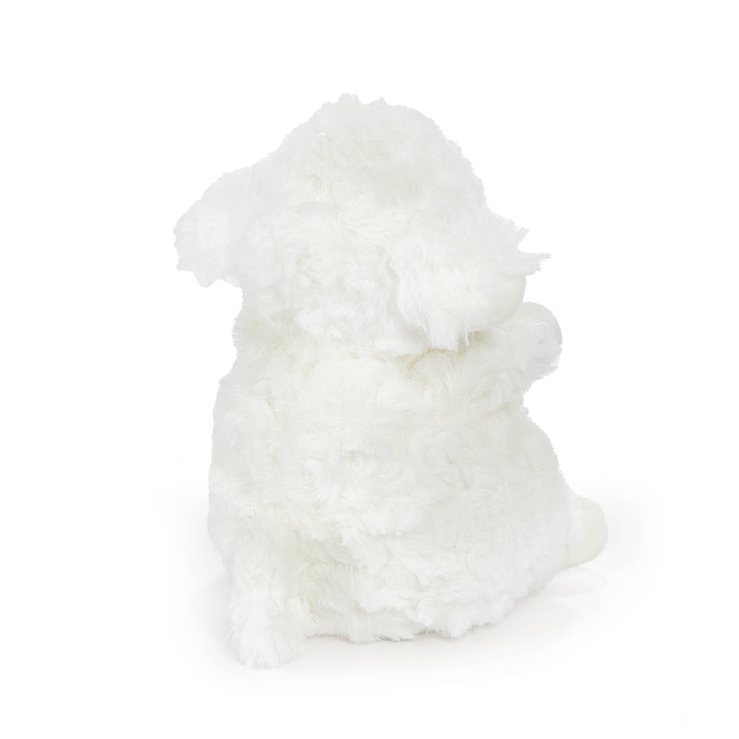 White fluffy lamb toy on a white background