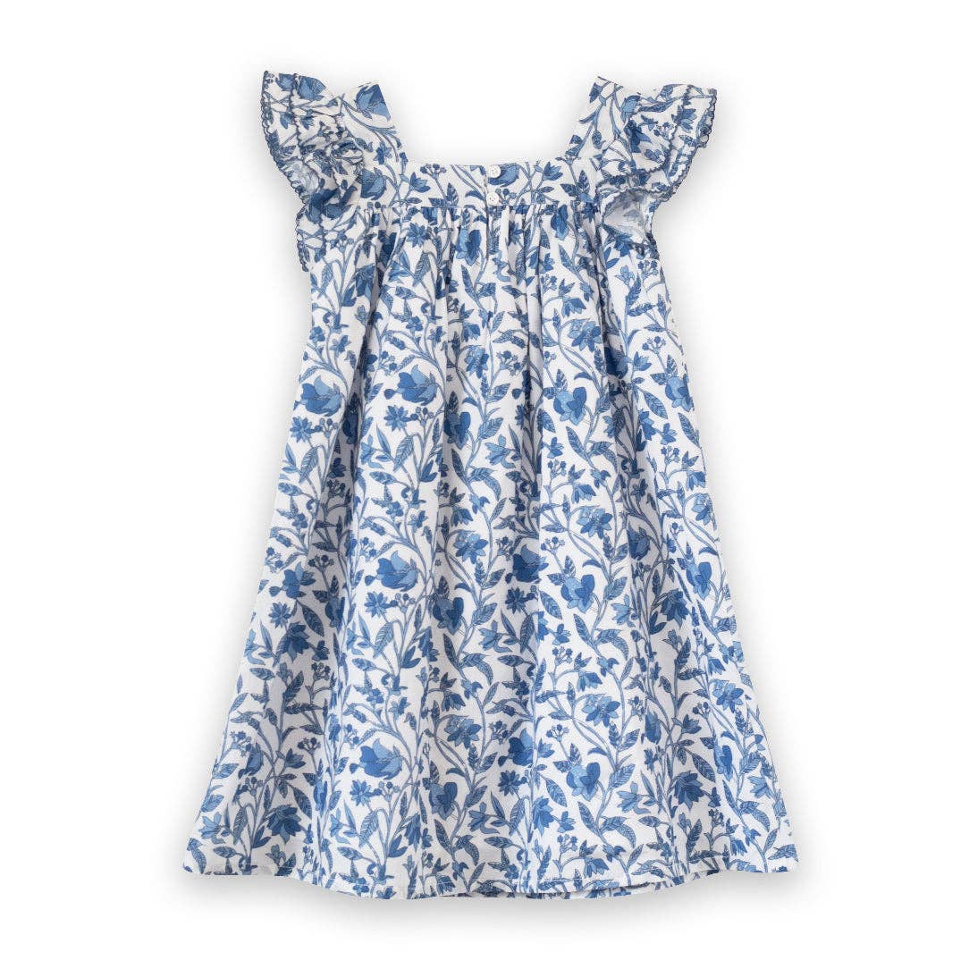 Girls Everly Square Neck Dress | Vintage Blue