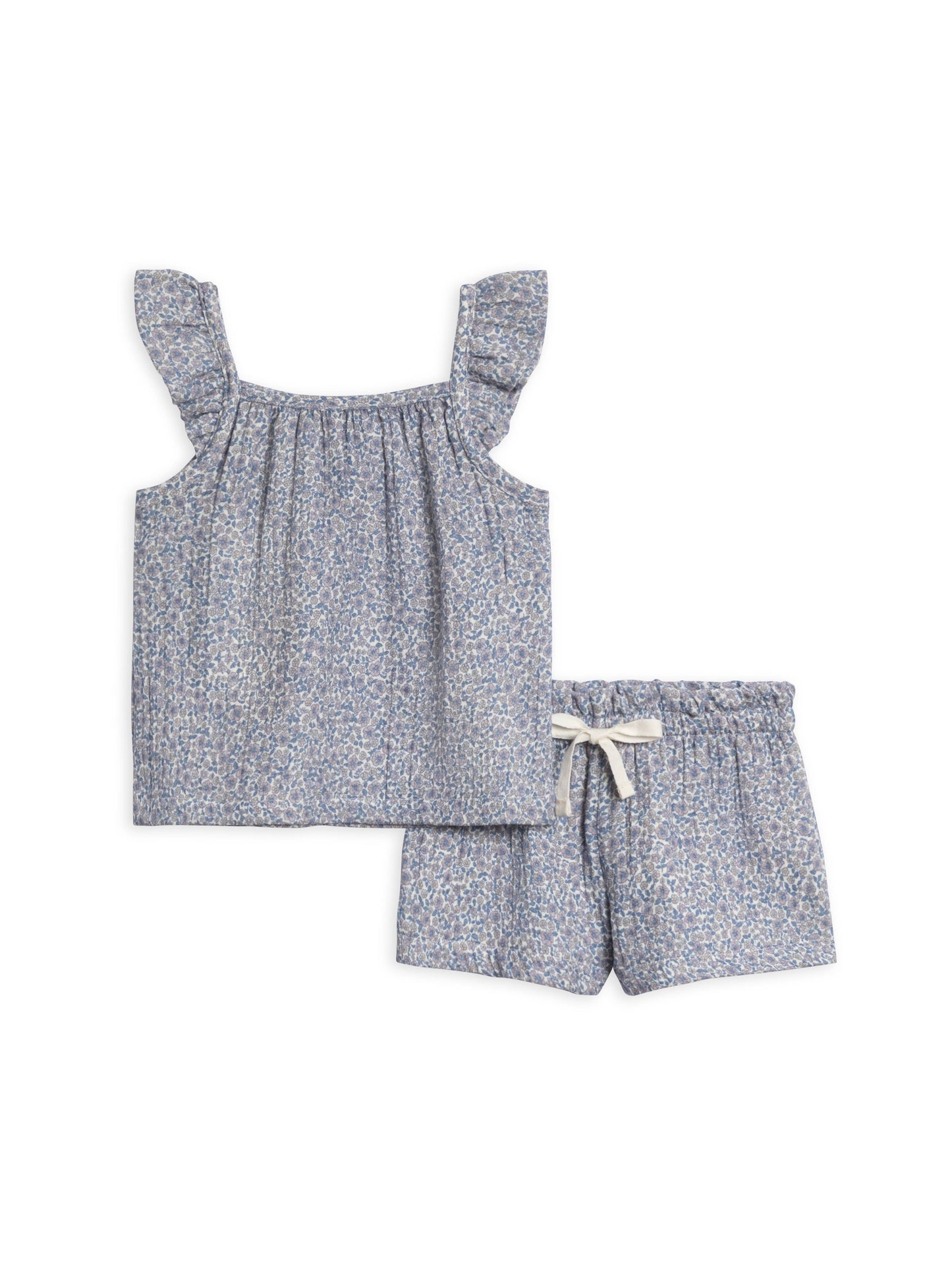 Organic Nora Muslin Tank & Short Set - Gianni Floral/Marino