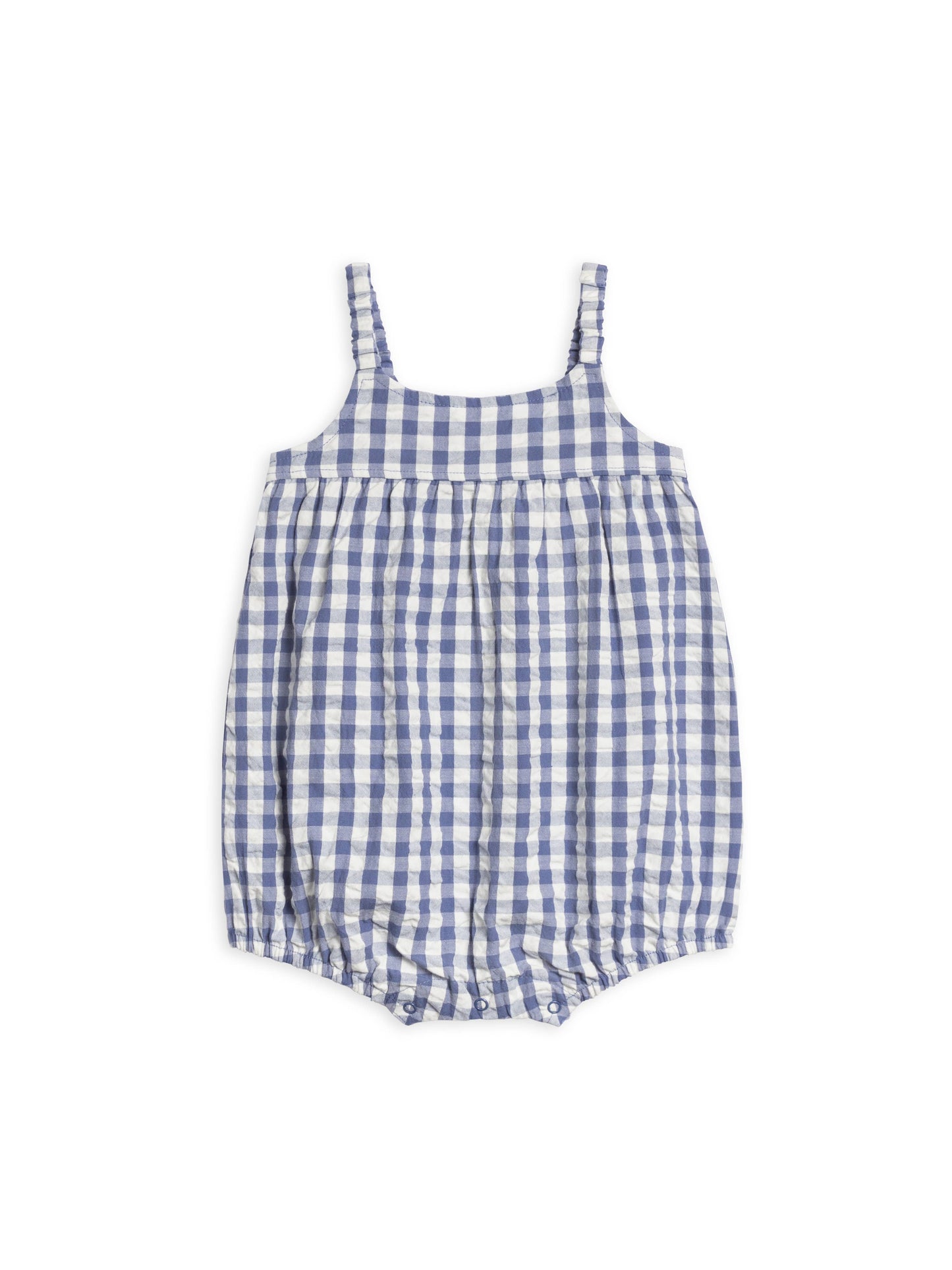 Organic Caspia Seersucker Bubble Romper - Marino Gingham