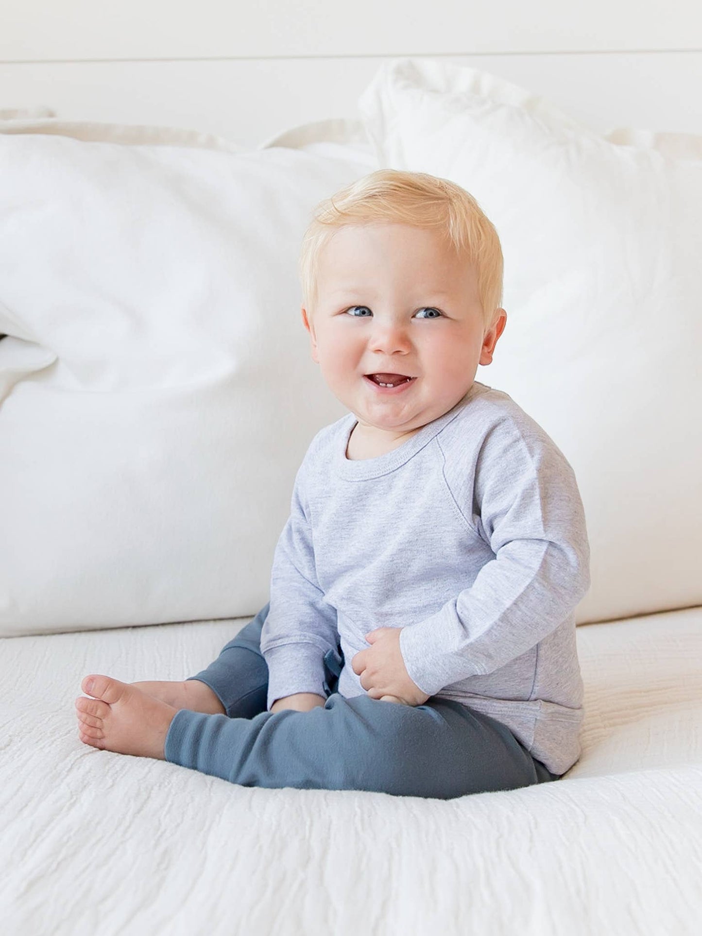 Organic Baby and Kids Unisex Brooklyn Pullover -Heather Grey
