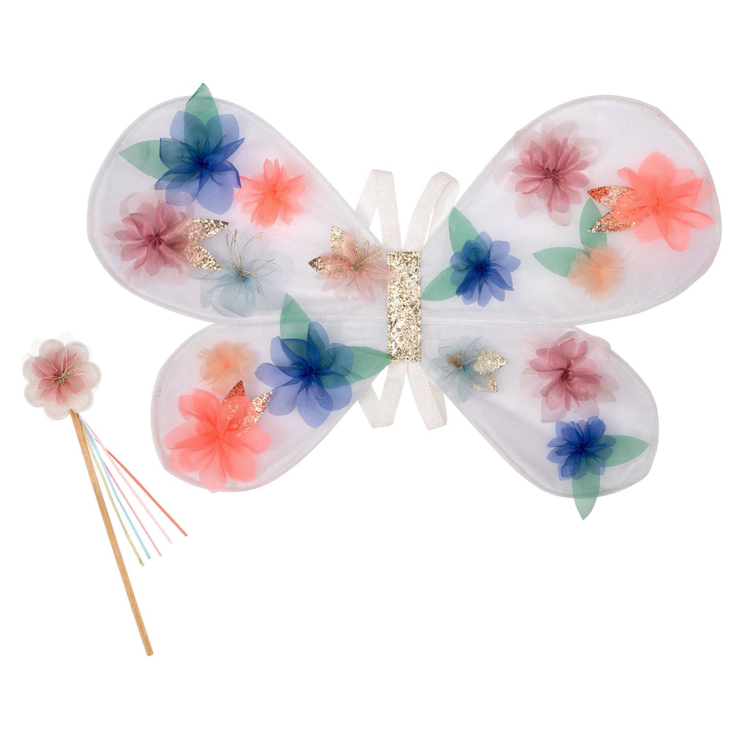 Butterfly-shaped hair clip with floral design on a white background