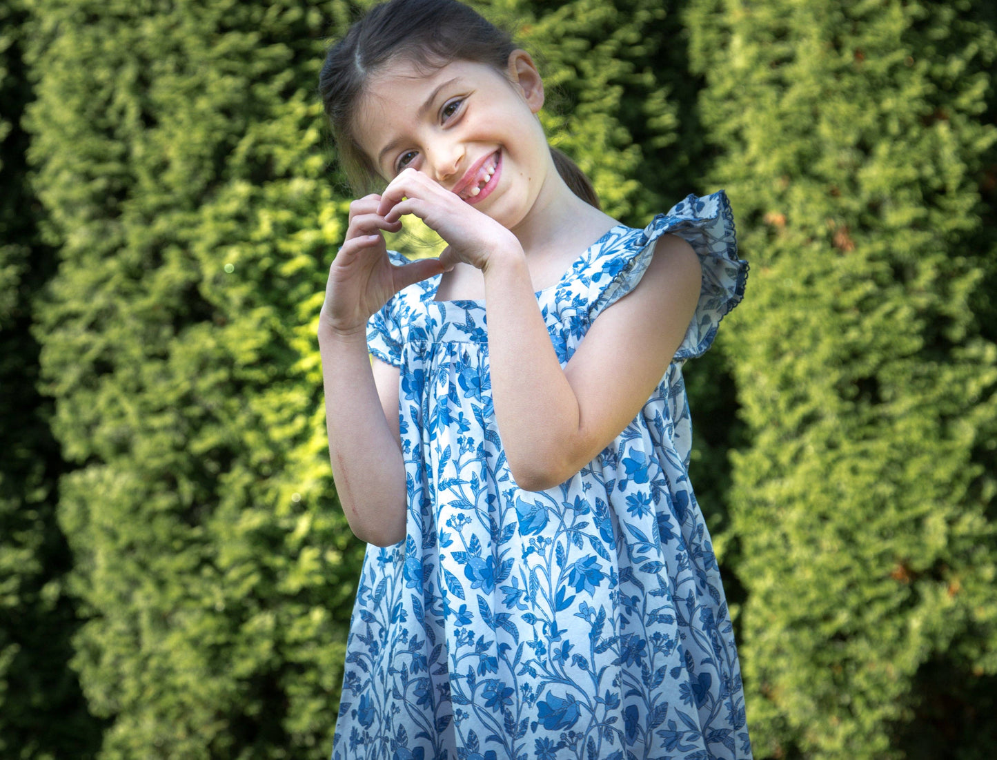 Girls Everly Square Neck Dress | Vintage Blue