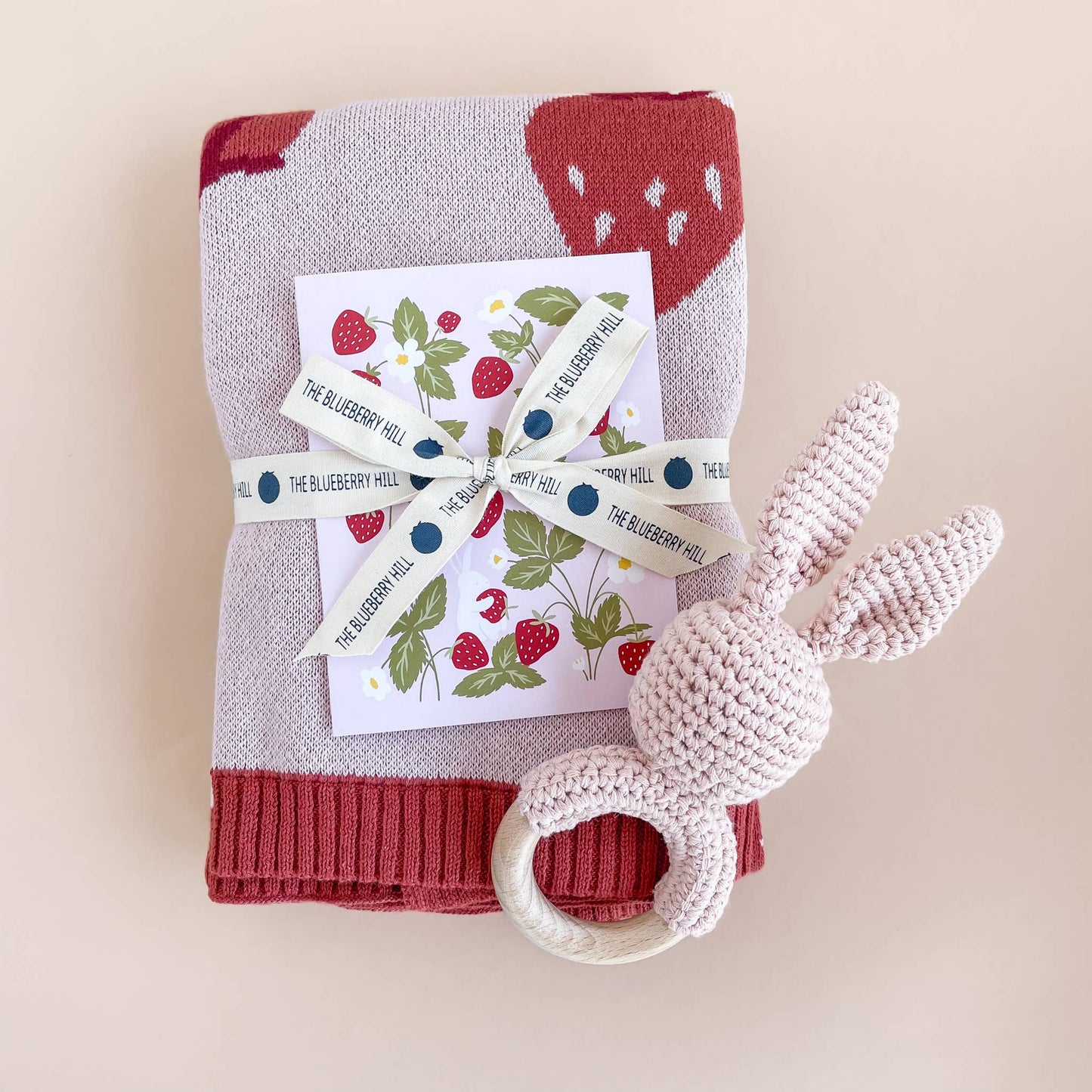 Greeting Card Strawberry Bunny Baby Birthday Spring Summer