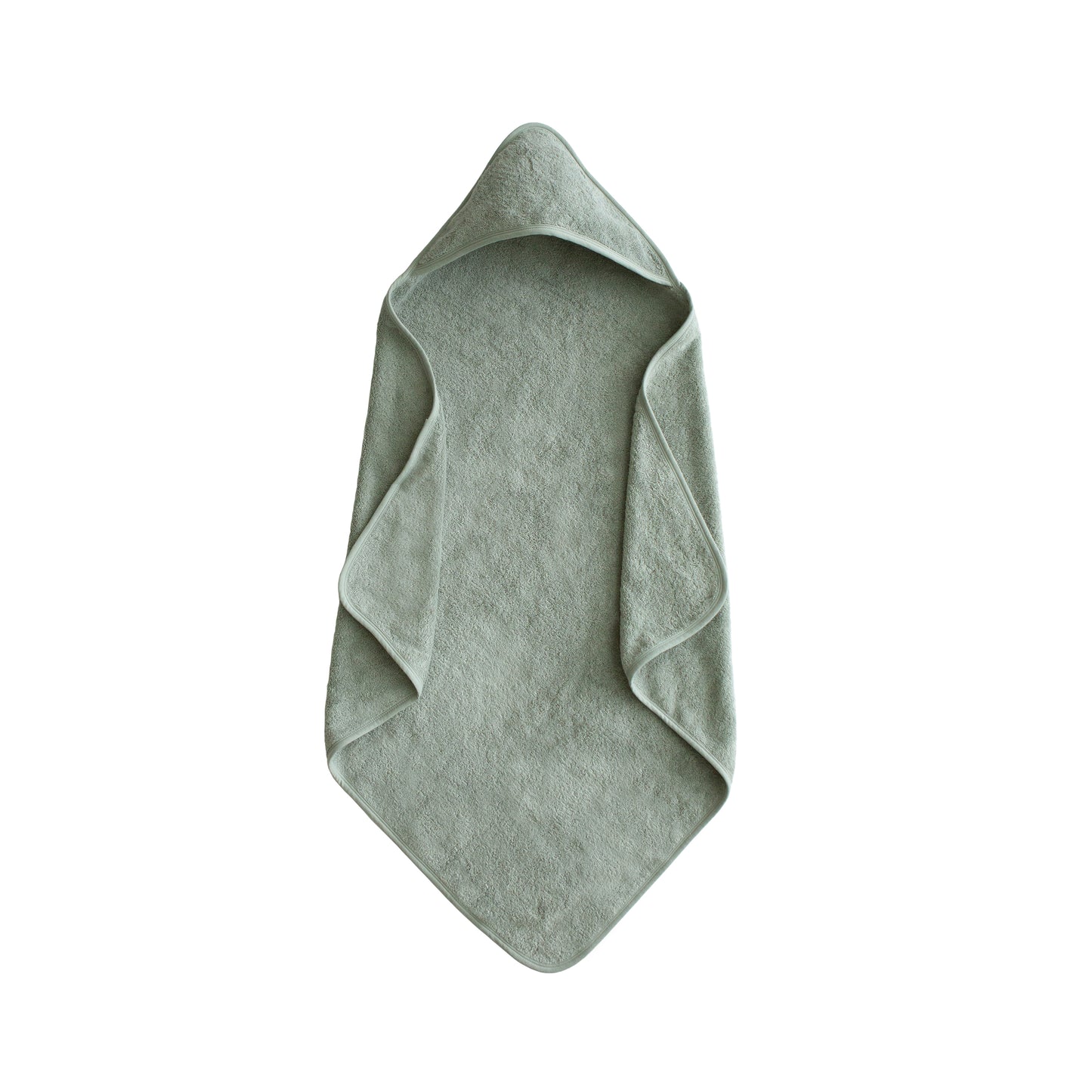 Green hooded baby towel on a white background