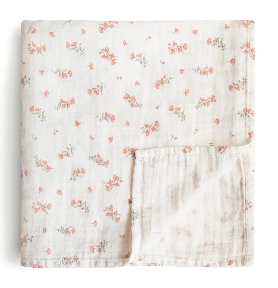 Floral patterned fabric on a white background