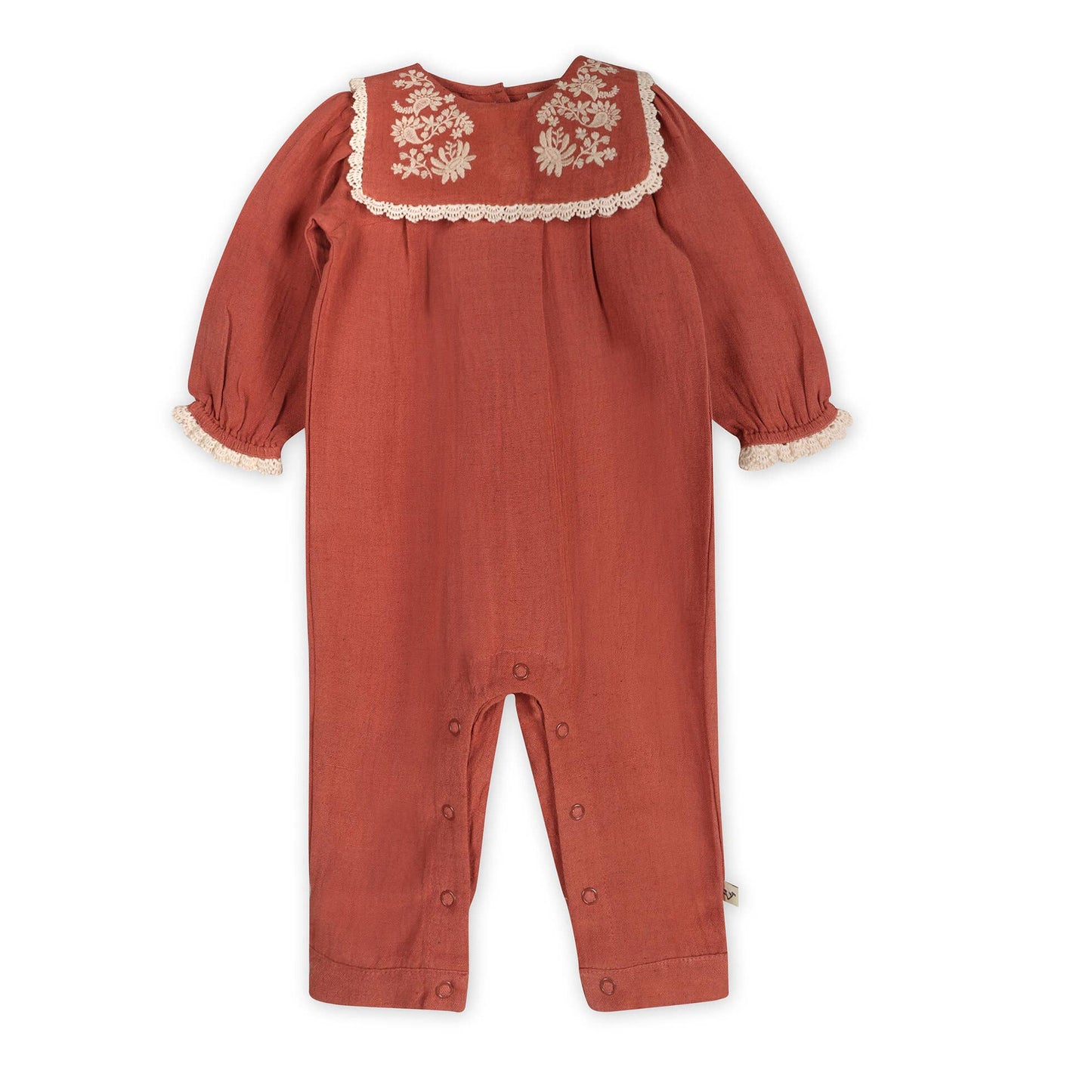 Vena Embroidery Collar Baby Jumpsuit & Headband (Organic)