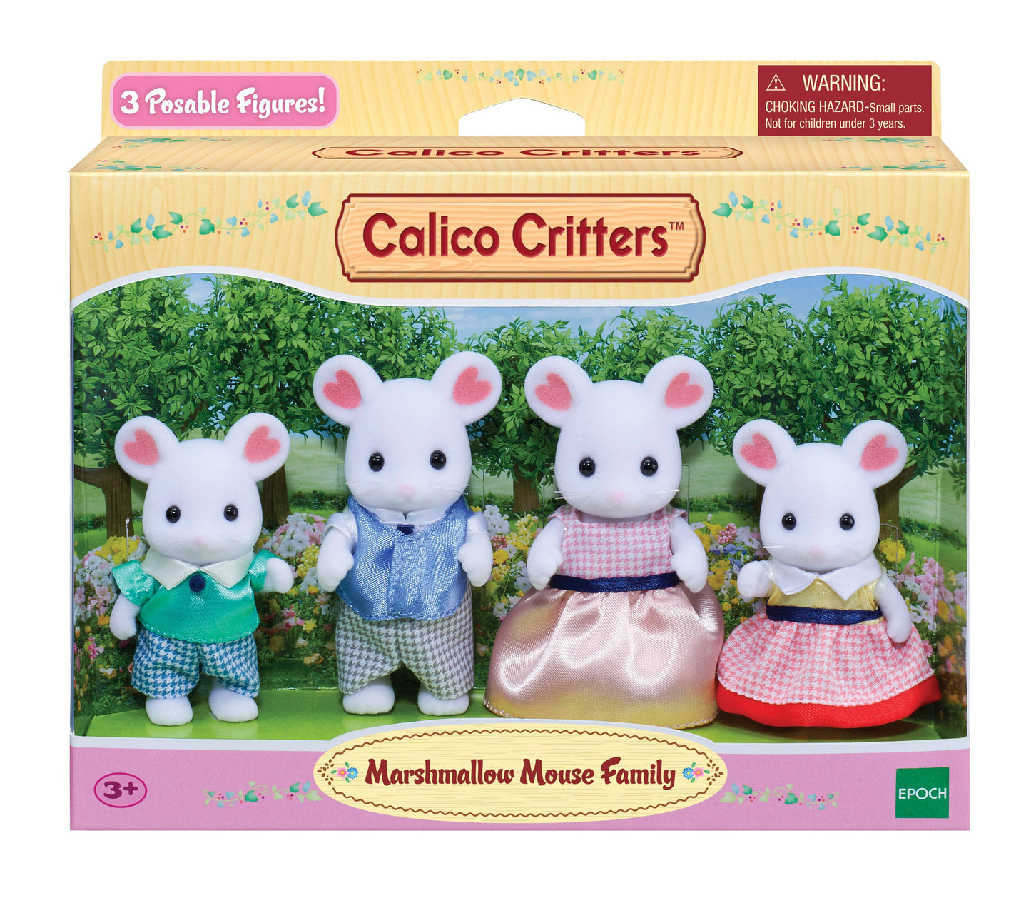 Calico Critters Marshmallow Mouse Family, 4 Doll Figures