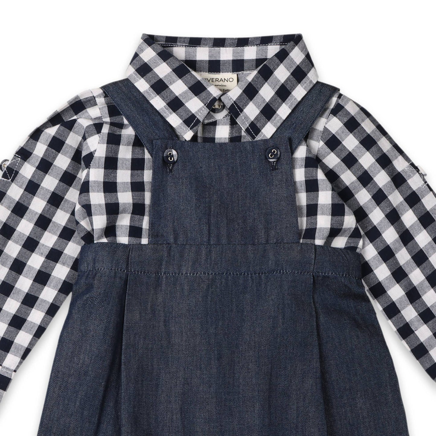 Oxford Gingham Baby Shirt & Overall Jumpsuit -Organic