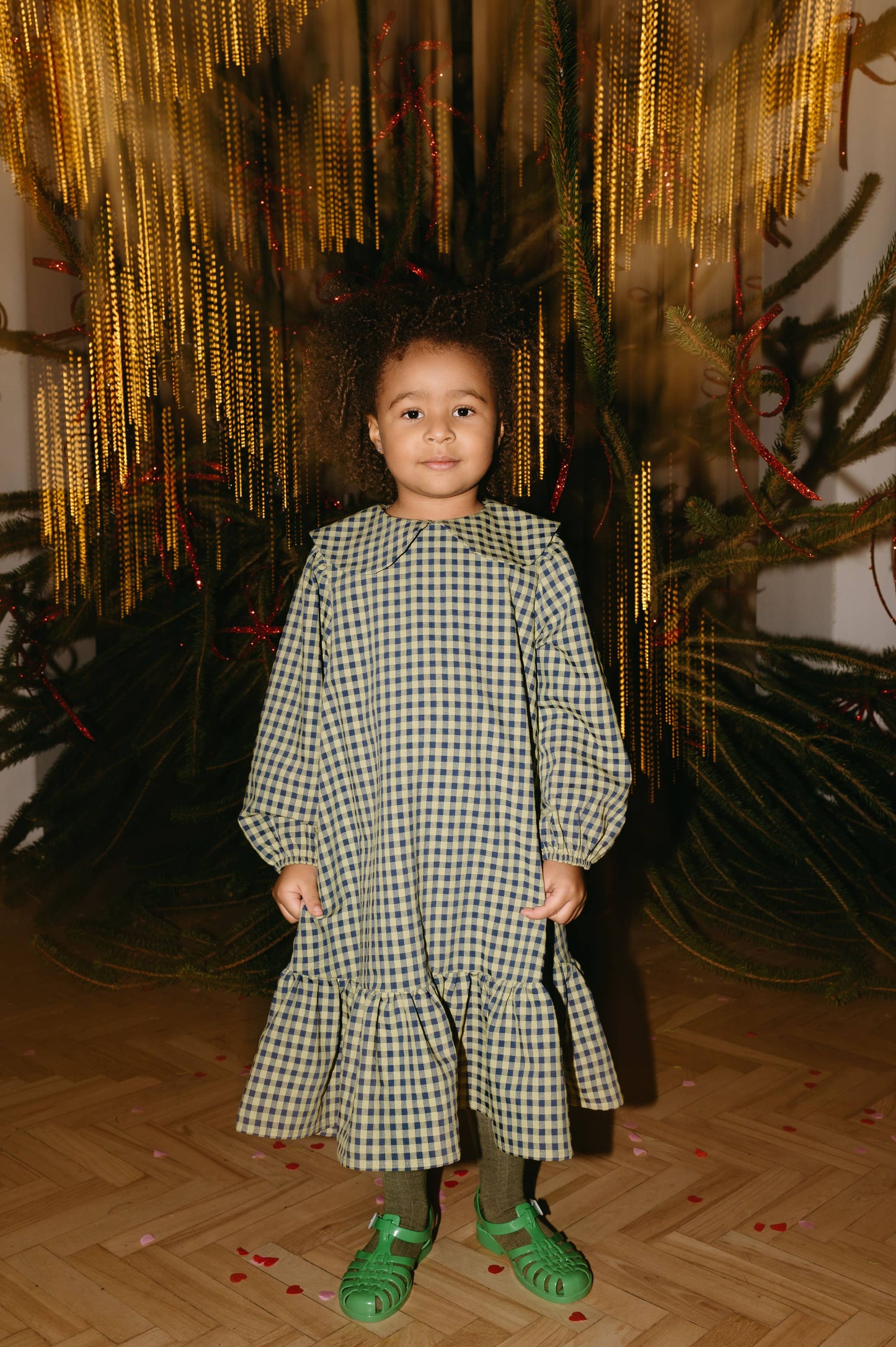 CHECKERED DRESS WITH COLLAR