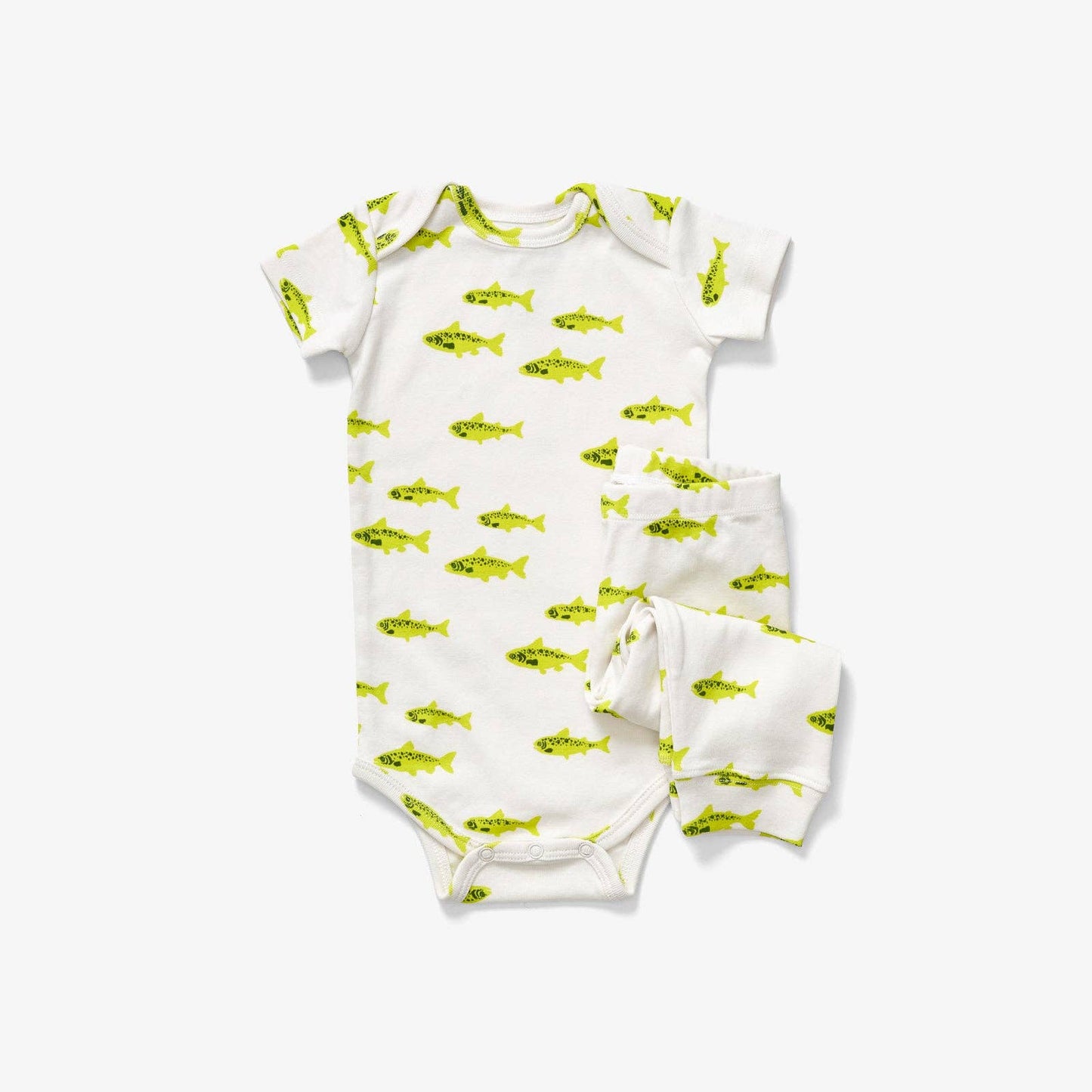 Onesie + Pant Set - Salmon | Chartreuse