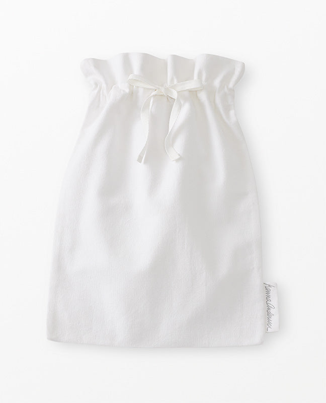 White drawstring bag on a white background