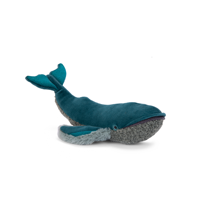 whale stuffed animal on a white background