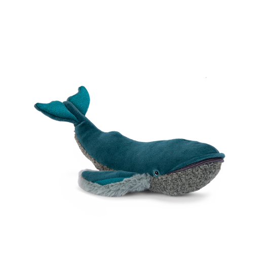 whale stuffed animal on a white background