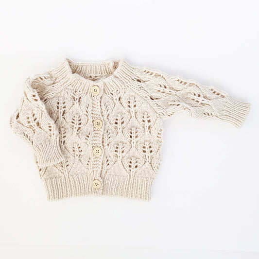 Leaf Lace Hand Knit Cardigan Sweater Natural Baby & Toddler