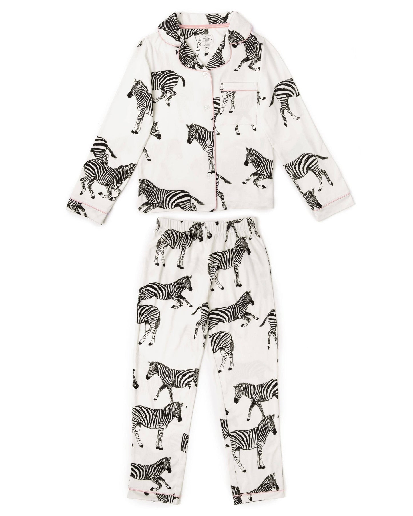 Kids' White Zebra Print Long Pyjama Set