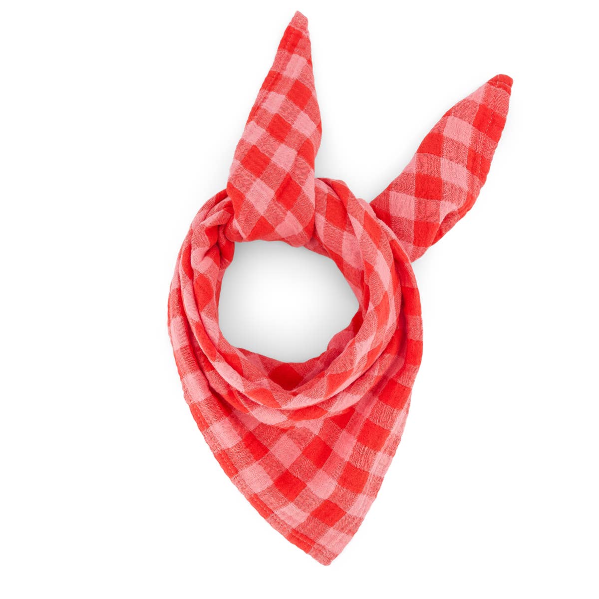 Red and white checkered bandana on a white background