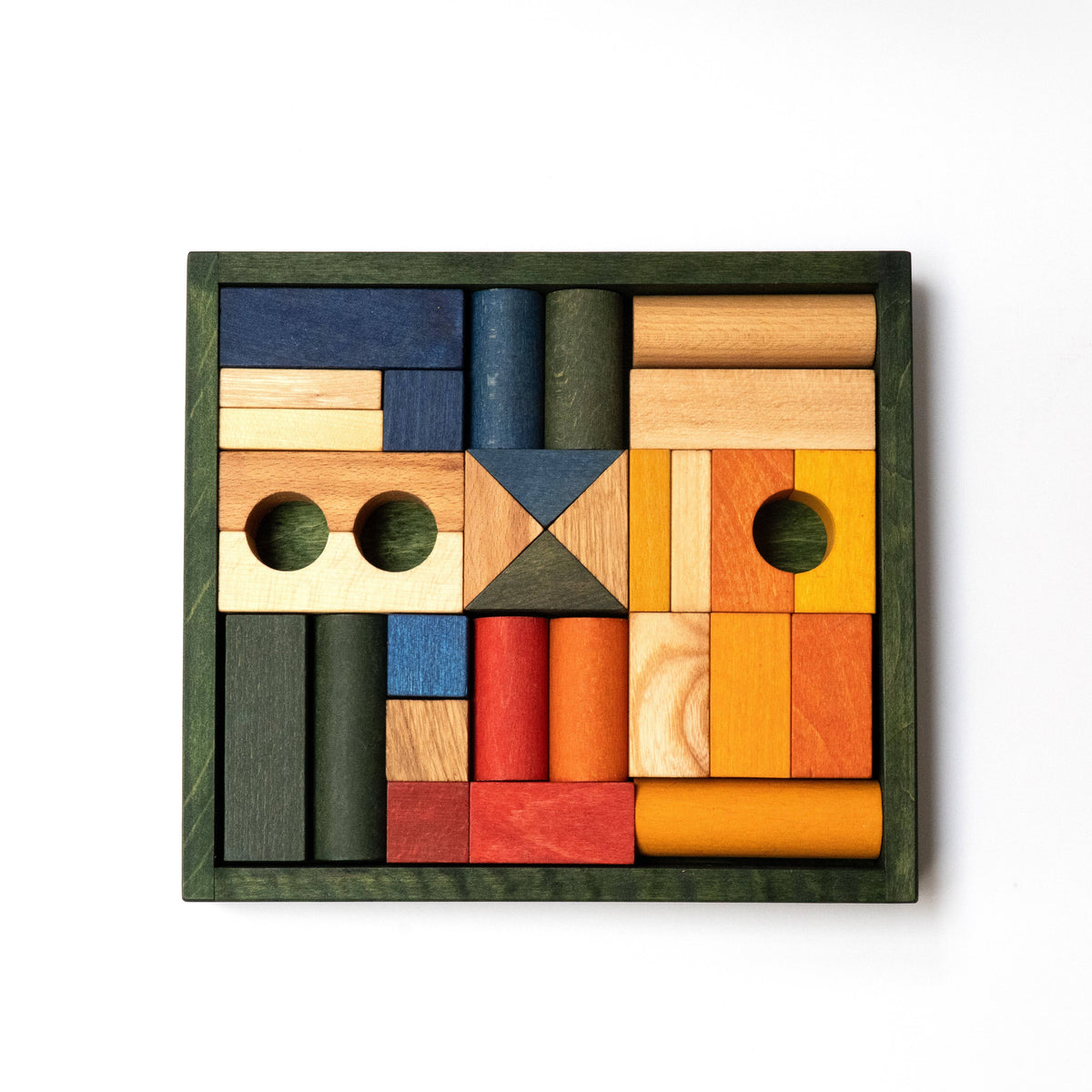 Wooden Blocks in Green Tray