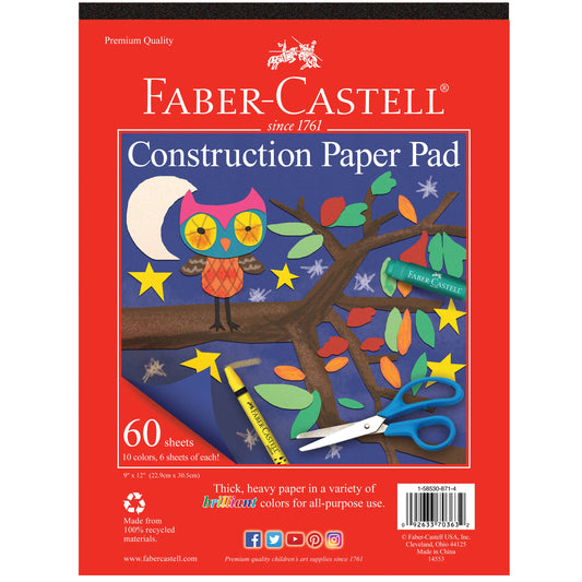 Faber-Castell construction paper pad with owl design on the cover