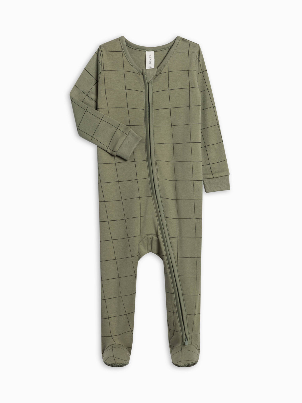 Peyton zipper sleeper in green basket pattern on a white background