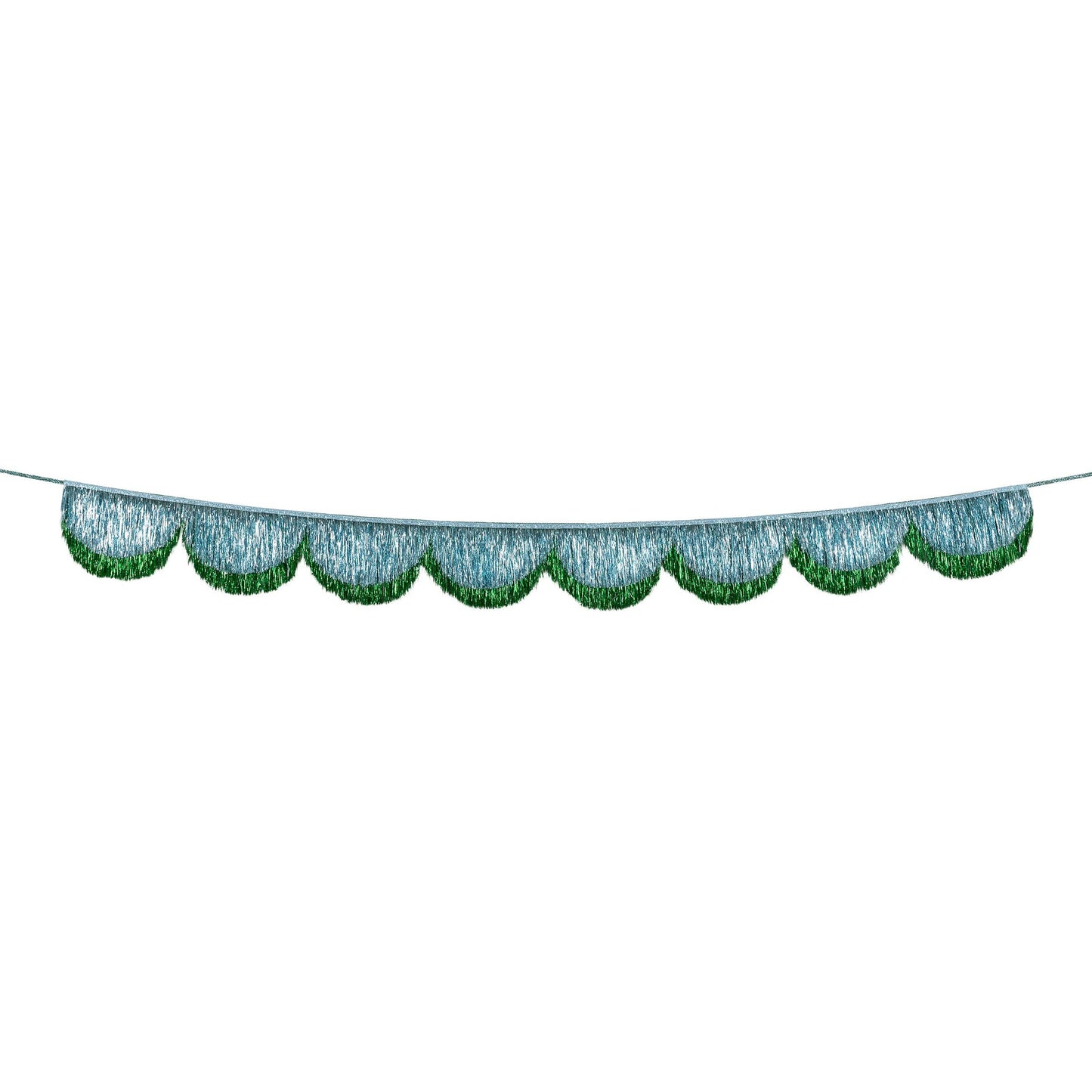 Decorative green scalloped trim on a white background