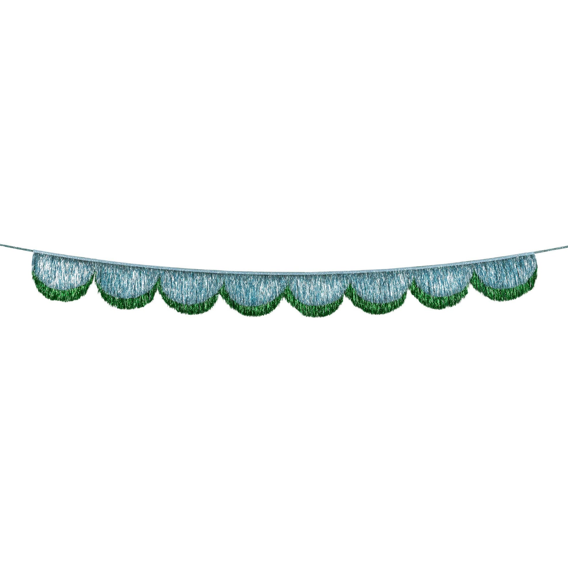 Decorative green scalloped trim on a white background