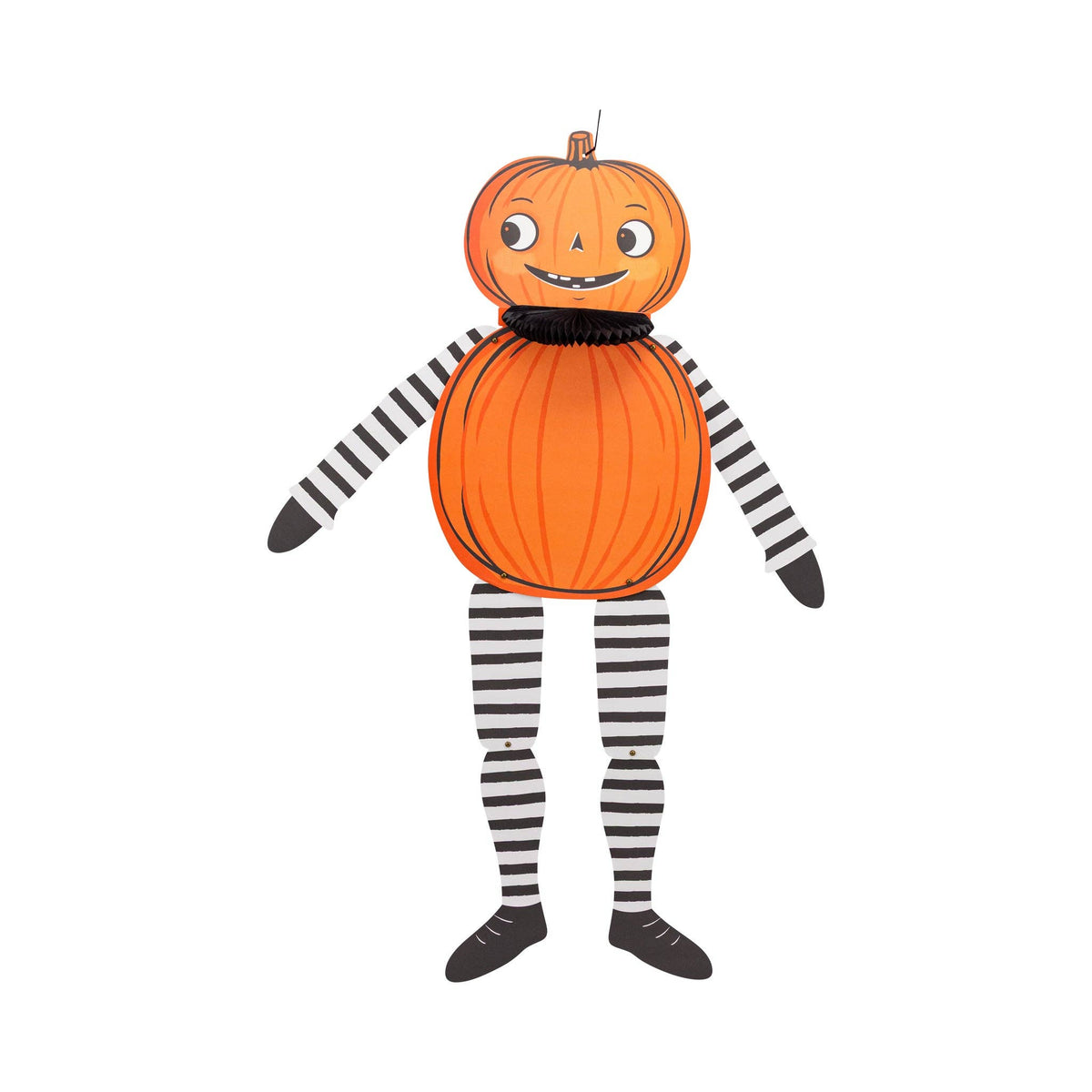 Paper jackolantern decoration on a white background