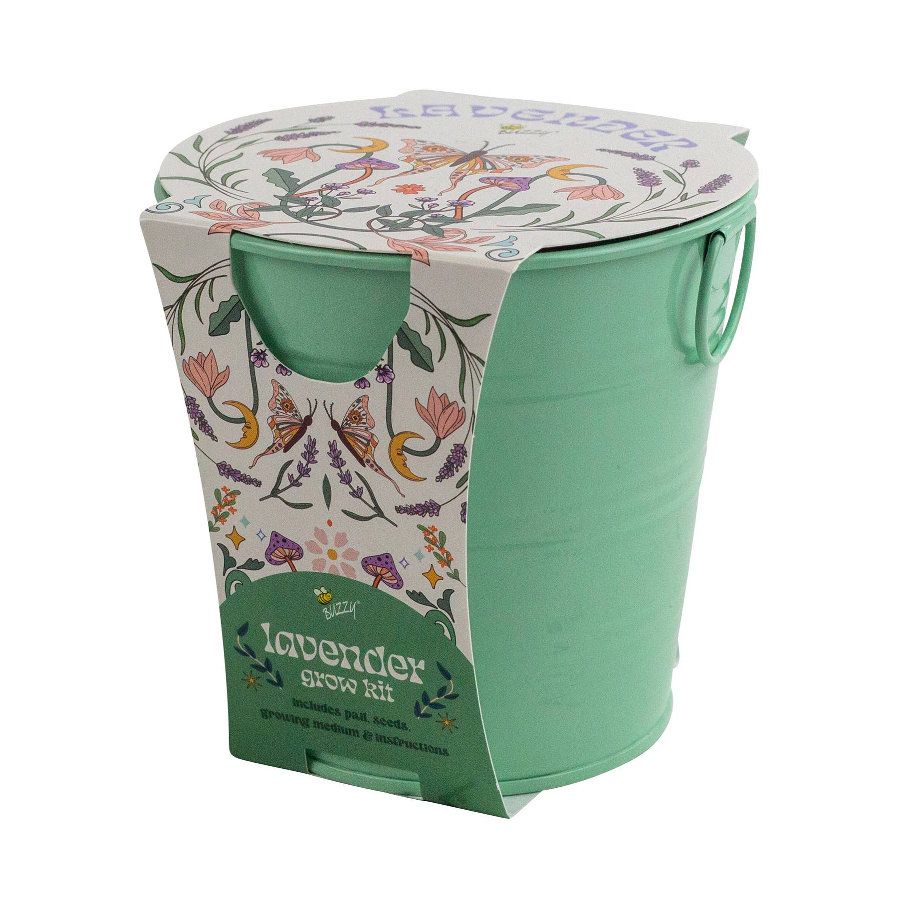 Mint green container with floral design on a white background