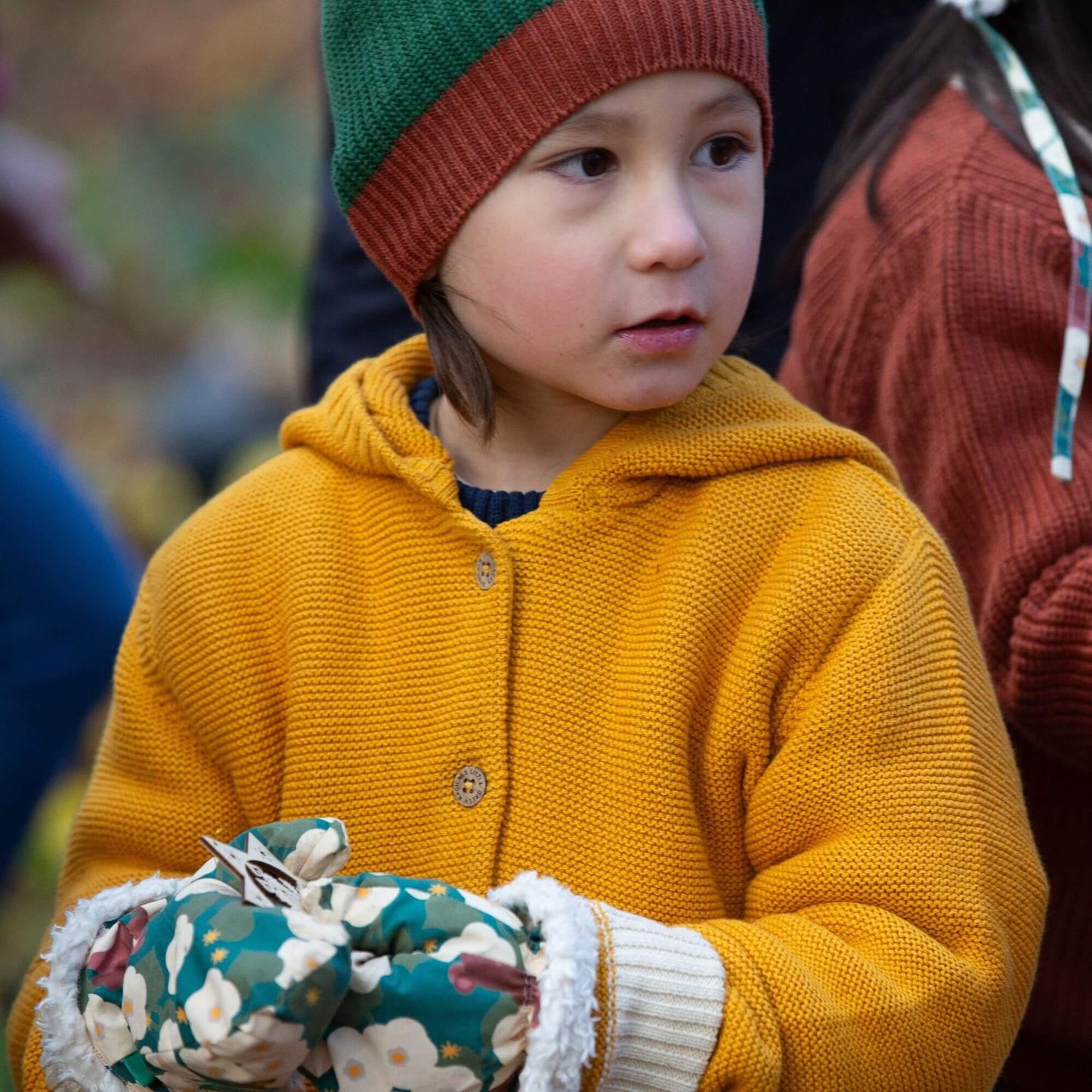 Gold Hooded Snuggly Knitted Cardigan