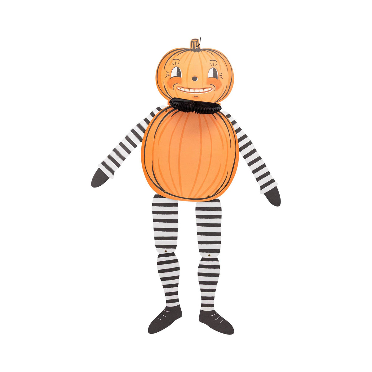 Paper jackolantern decoration on a white background