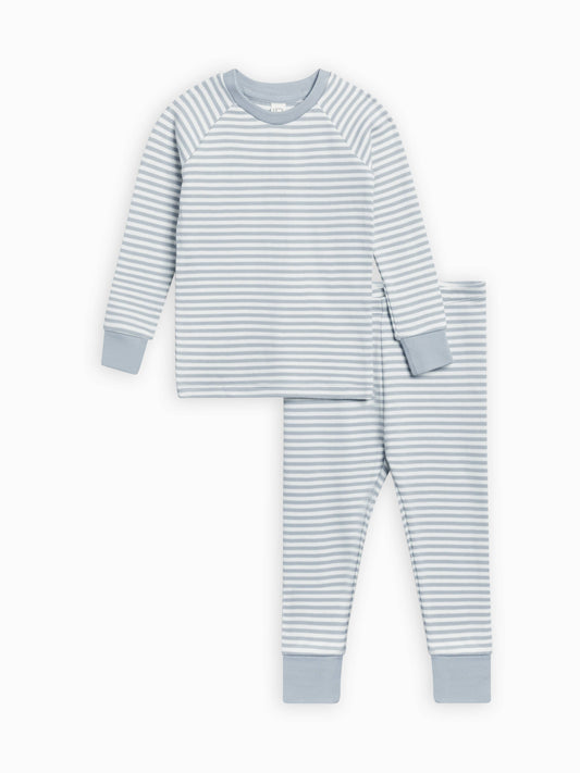 Organic Baby & Kids Long Sleeve Jammies - Mist Stripe