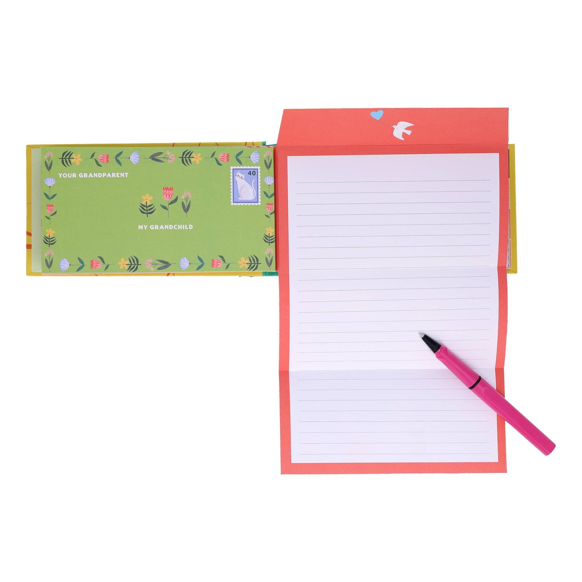 Notepad with a pen on a white background