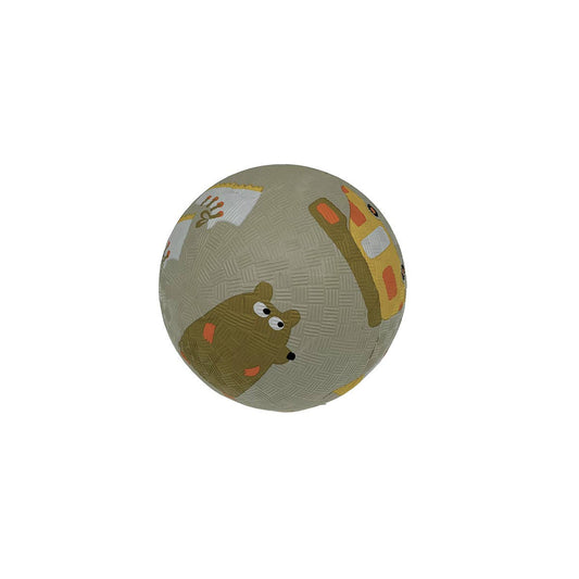 Children's ball with bear, shoe design on a white background