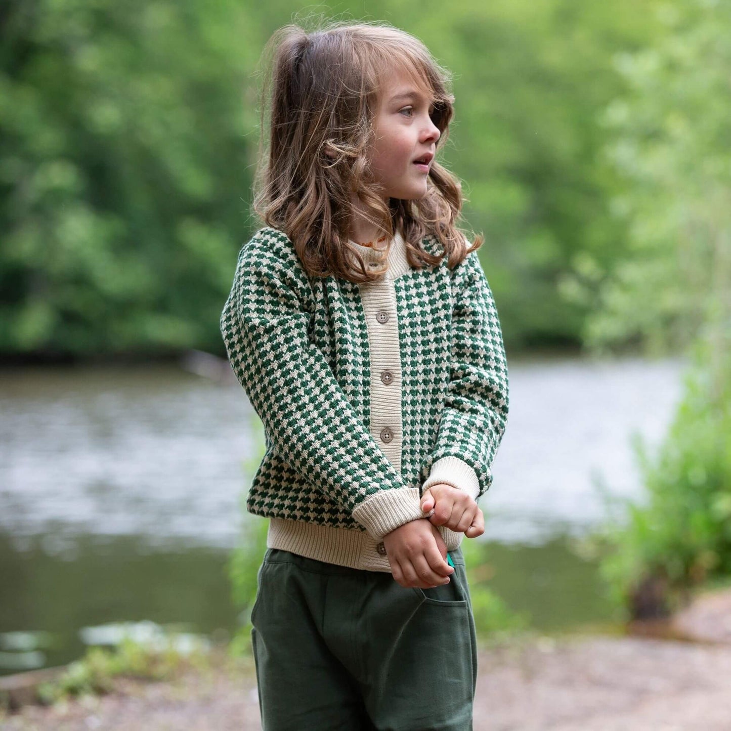 From One To Another Olive Striped Knitted Cardigan