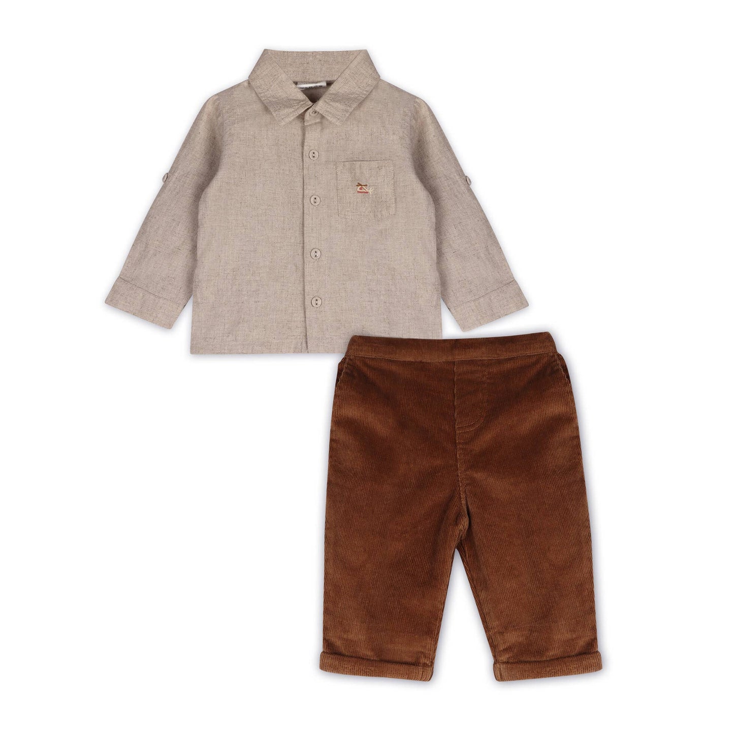 Positano Linen Baby Shirt & Corduroy Pants (Organic)