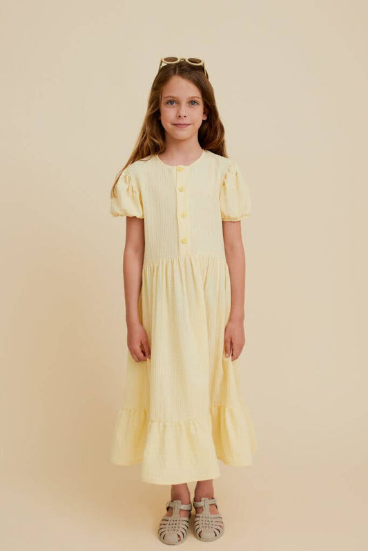 YELLOW MUSLIN COTTON MAXI DRESS