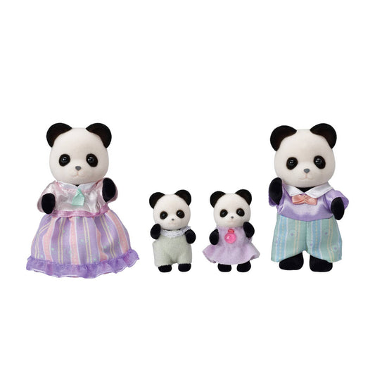 Set of 4 Doll Figures, Panda Family, Collectible Toys