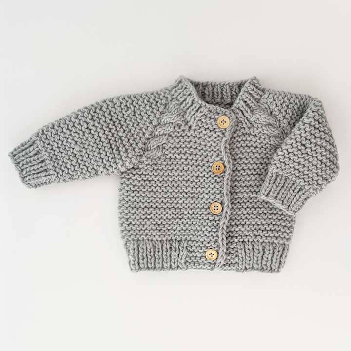 Ice Grey Garter Stitch Cardigan Sweater Baby & Toddler