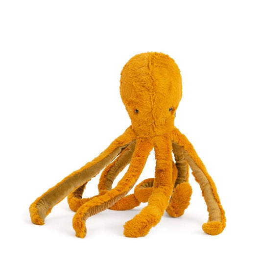 Plush octopus toy on a white background
